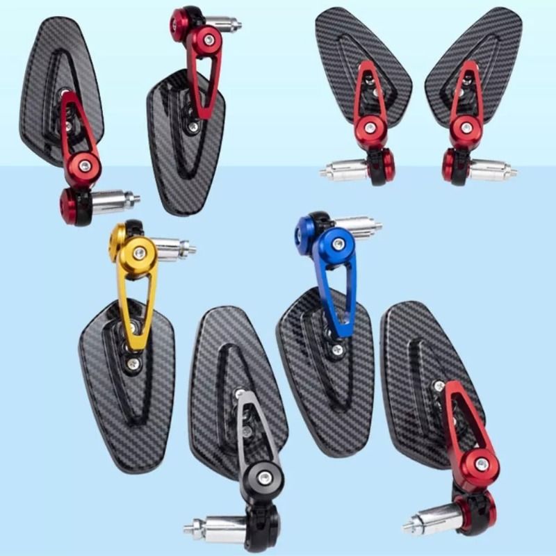 汎用バイクバックミラー カーボンファイバーパターン 22mm ハンドルバー対応 倒立タイプ
