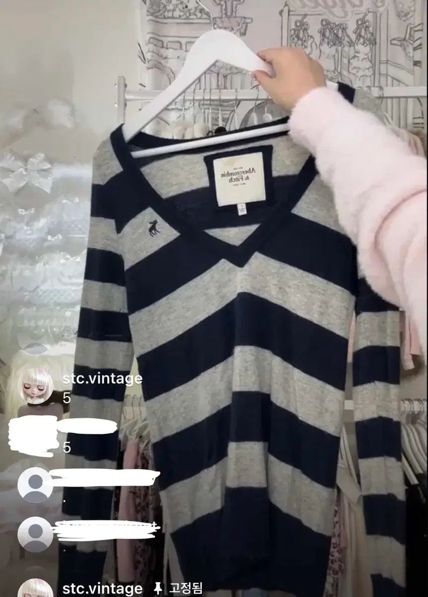 Stc Abercrombie アバクロンビー ストライプ Vネック タイト ニット ヴィンテージ