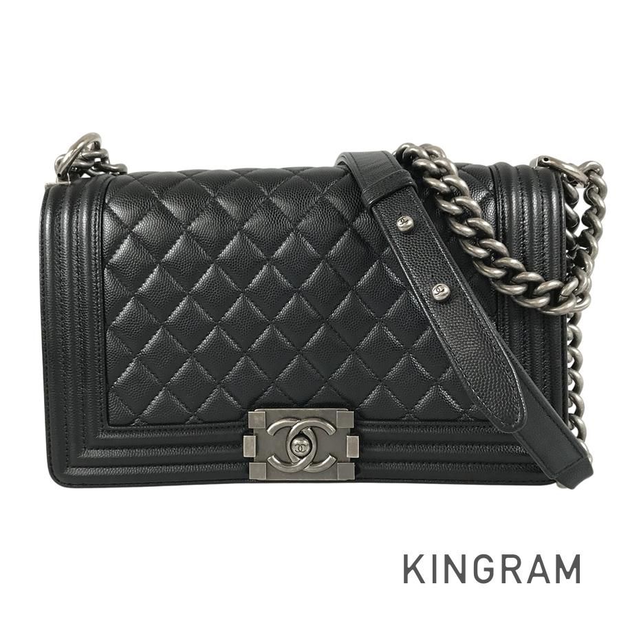 シャネル CHANEL ボーイシャネル ミディアム キャビアスキン ショルダーバッグ sh【中古】