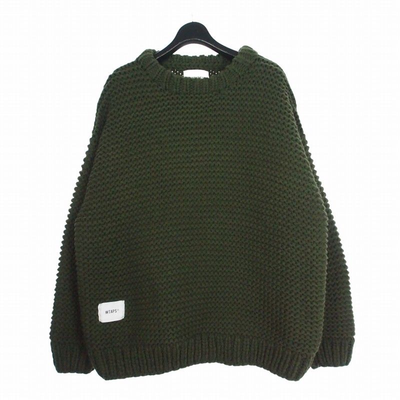 ダブルタップス WTAPS 22AW メディーバル セーター MEDIEVAL SWEATER ローゲージ ニット クルーネック X 03 カーキ 222MADT-KNM05