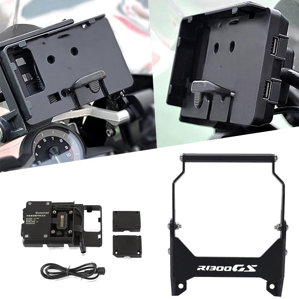 YUANQIAN BMW R1300GS アドベンチャー 2023〜2025対応 スマホGPSナビゲーションマウントブラケット USB充電対応 CNCアルミ製