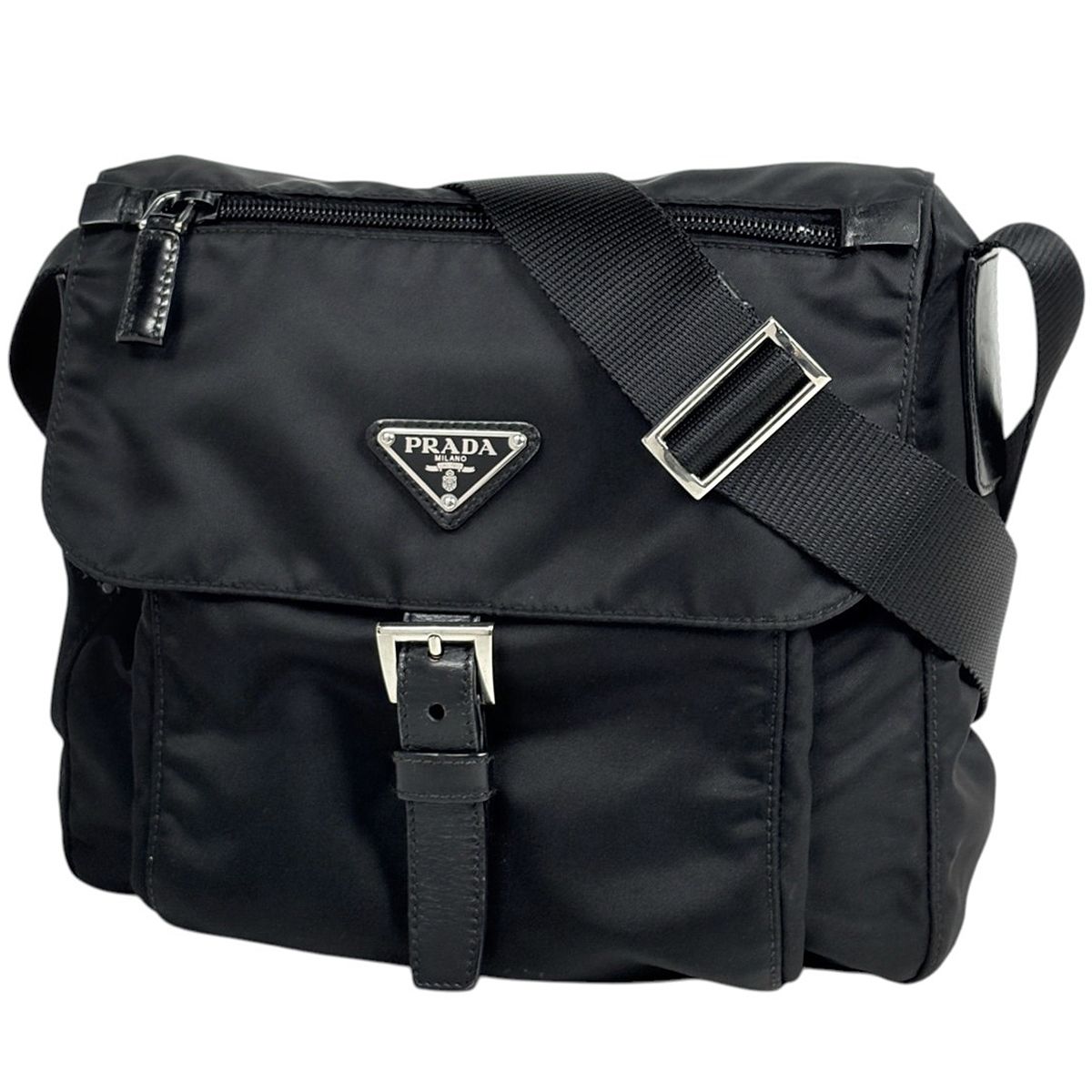 プラダ PRADA ショルダーバッグ ロゴプレート ナイロン ネロ(ブラック) BT8994 レディース 【中古】
