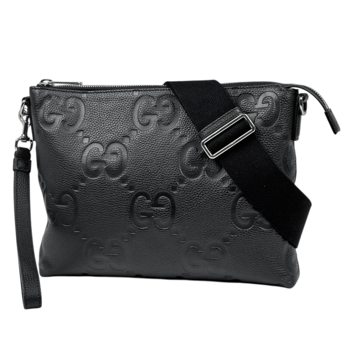 グッチ GUCCI セカンドバッグ ジャンボGG グッチシマ 2WAY レザー ブラック 696009 レディース 【中古】
