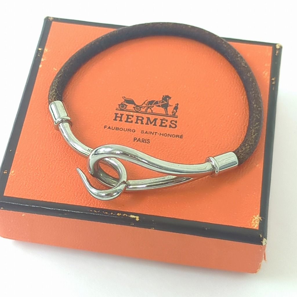 HERMES エルメス　ジャンボ　レザー　ブレスレット　シルバー金具