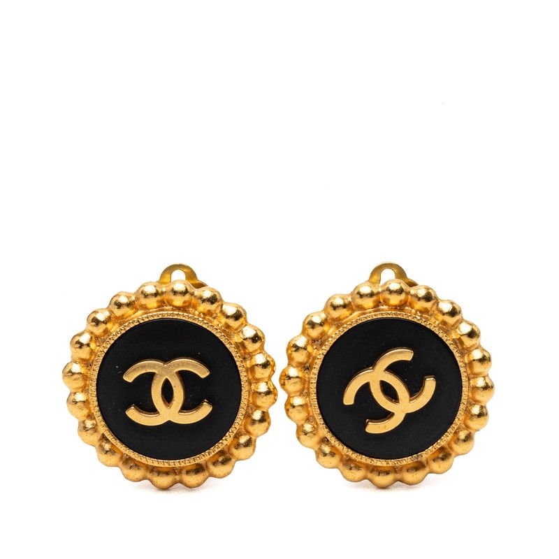 シャネル ココマーク ヴィンテージ イヤリング 95A ゴールド ブラック メッキ レディース CHANEL【1-0282100】