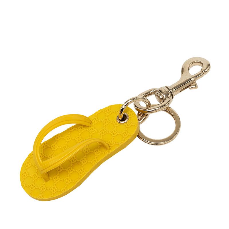 グッチ GGパターン バッグチャーム キーホルダー ビーチサンダル イエロー ラバー レディース GUCCI【1-0282102】