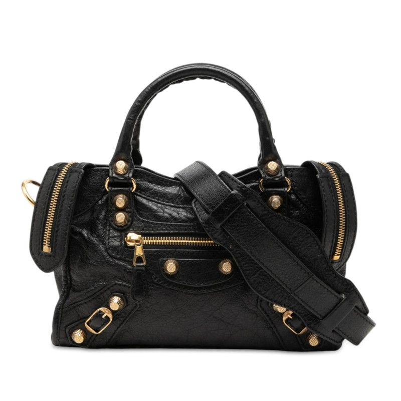バレンシアガ ジャイアント ミニシティ ハンドバッグ ショルダーバッグ 2WAY 309544 ブラック レザー レディース BALENCIAGA【228-82416】