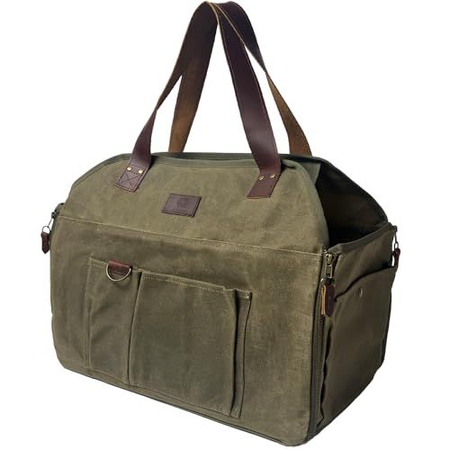 ZUKK 薪バッグ キャンプ 焚き火 ギアバッグ 本革 極厚帆布 容量50L 高耐久 パラフィン 自立式 撥水 ログキャリー 薪スタンド (オリーブブラウン×ダークブラウン)送料無料 b09bed16