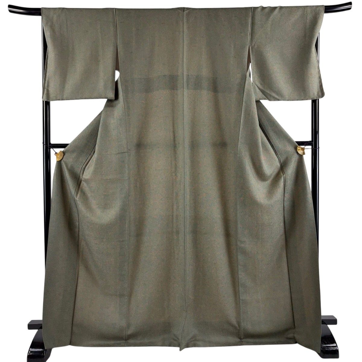 【美品】 江戸小紋 身丈171cm 裄丈68cm L 袷 鮫 地紋 茶緑色 正絹 秀品 【中古】 6,160円