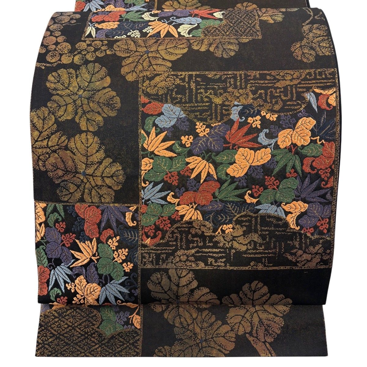 袋帯 名品 コシノヒロコ 桐竹 葡萄 箔 金茶 六通 正絹 【中古】