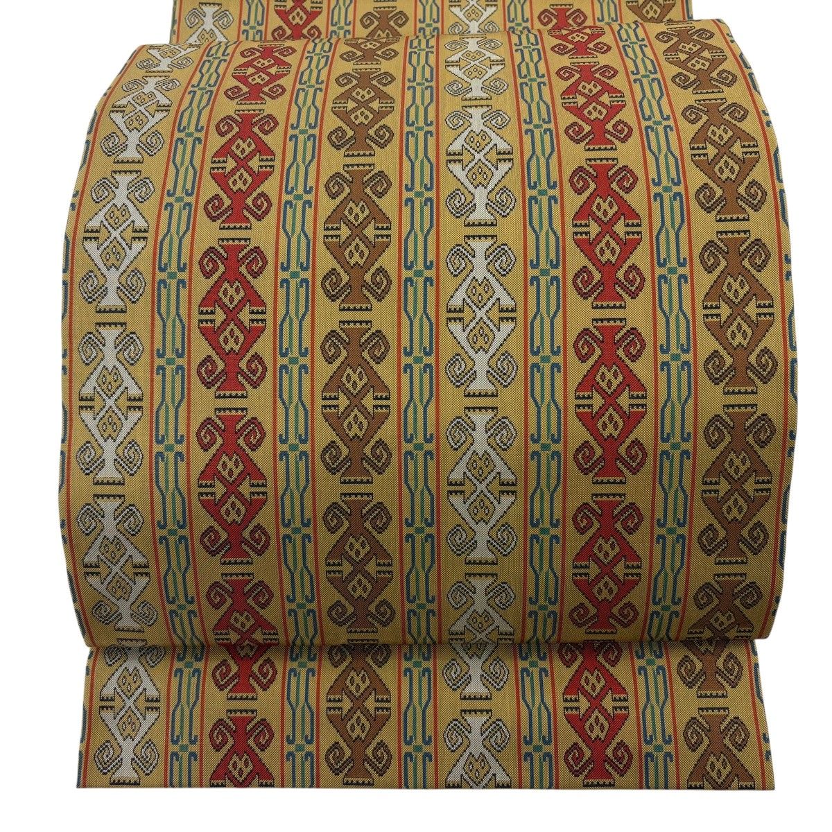 【美品】 開き名古屋帯 逸品 龍村美術織物 比翼仕立て チャンカイの申 ベージュ 正絹 【中古】