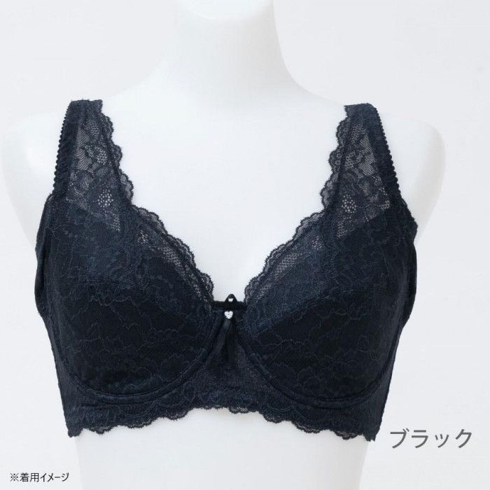 横に流れるバストをストラップのパワーネットで受け止める TAMURA yauco 脇高ワイヤー入り フルカップブラジャー ブラック E80 YTC22 バックU字設計でストラップ落ちしにくい 7,392円
