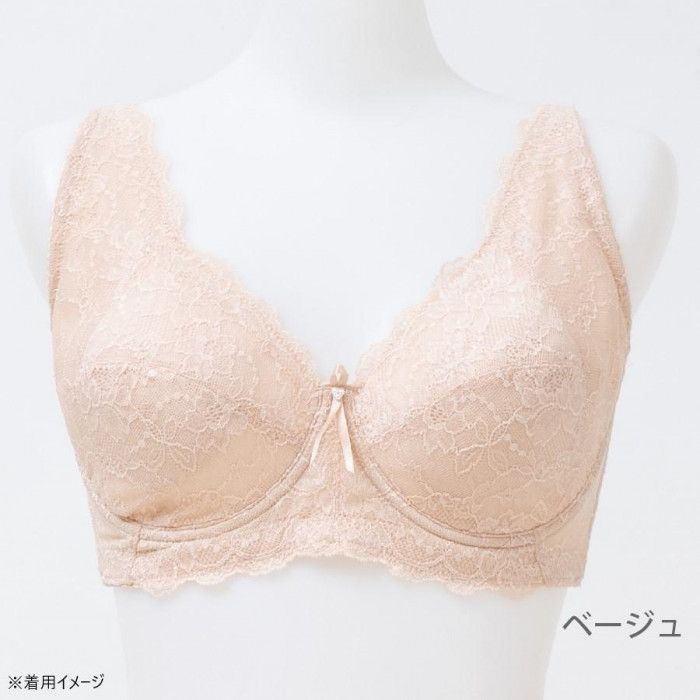 横に流れるバストをストラップのパワーネットで受け止める TAMURA yauco 脇高ワイヤー入り フルカップブラジャー ベージュ E85 YTC22 バックU字設計でストラップ落ちしにくい