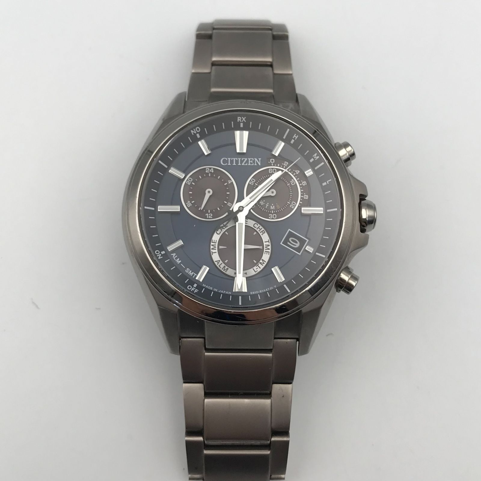 ■CITIZEN シチズン エコドライブ 電波時計 クロノグラフ E610-S104203 チタン グレー系 メンズ 中古 ATTESA アテッサ DURATECT 13,320円
