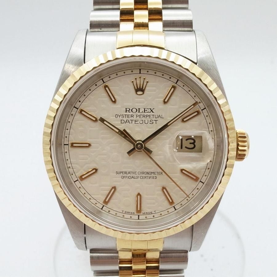 ロレックス デイトジャスト 36 16233 S番 アイボリー K18 YG SS メンズ 自動巻き 時計 ROLEX 519,200円