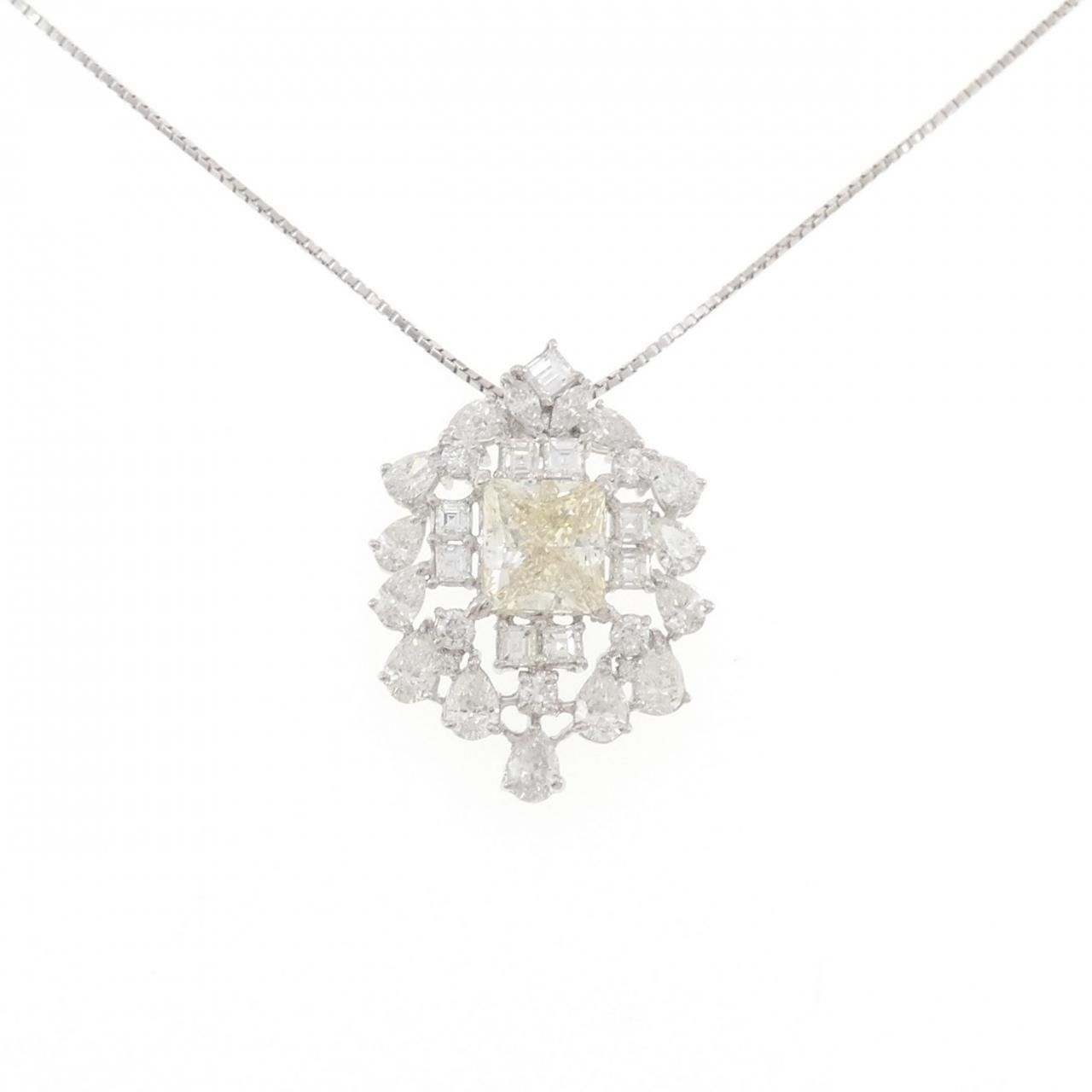 K18WG ダイヤモンド ネックレス 5.016CT VLBY SI2 ファンシーカット