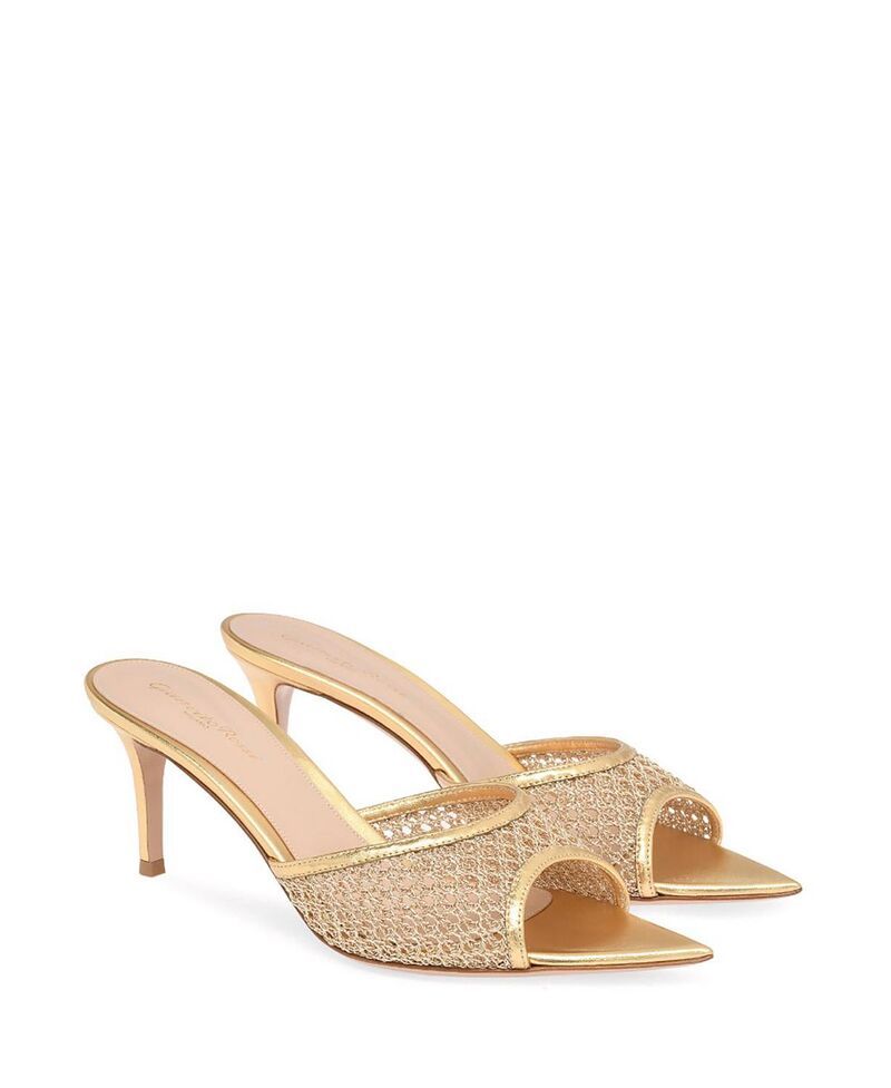 ジャンヴィト ロッシ レディース シューズ サンダル Gianvito Rossi Womens Dorotea Mule 70 Mules Gold Fabric and Nappa ゴールド
