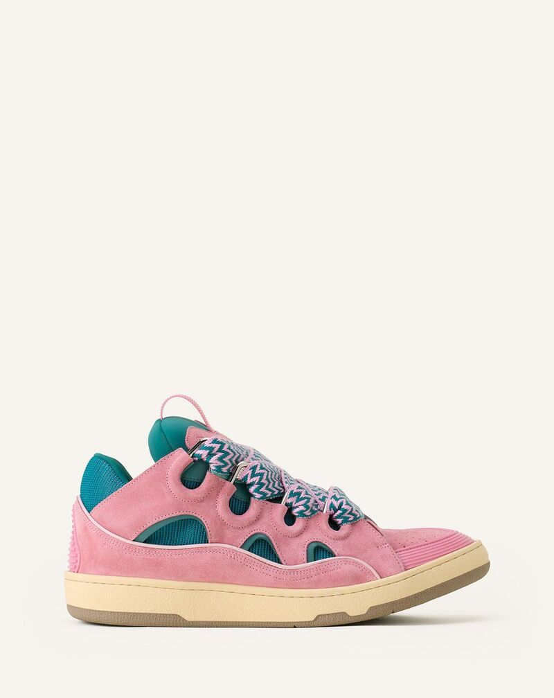 ランバン メンズ シューズ スニーカー レザー Lanvin Green Curb Leather Sneakers GreenPink ピンク
