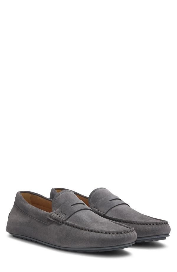 ボス メンズ シューズ スリッポン・ローファー BOSS Noel Penny Loafer Dark Grey グレー