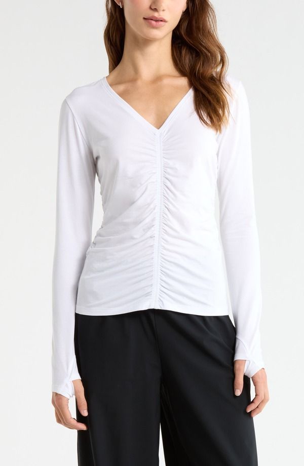 ゼラ レディース トップス Tシャツ ギャザー Zella Ruched Long Sleeve TShirt White ホワイト 11,235円