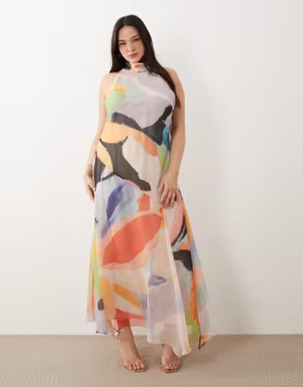 エイソス レディース トップス ワンピース シフォン ハイネック プリント マキシ ASOS Curve ASOS DESIGN Curve chiffon high neck maxi dress 21,360円