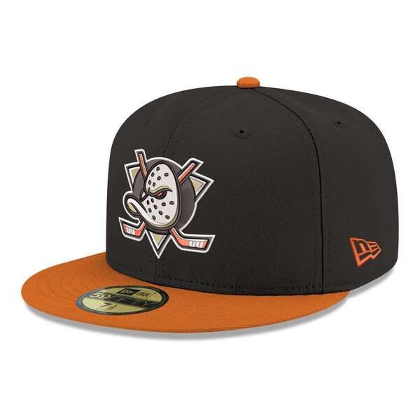ニューエラ メンズ アクセサリー 帽子 ロゴ Mens New Era Black Anaheim Ducks Core Logo TwoTone 59FIFTY Fitted Hat Black ブ