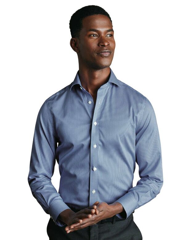 チャールズティリット メンズ トップス シャツ Charles Tyrwhitt NonIron Puppytooth Cutaway Collar Shirt Royal Blue ブルー