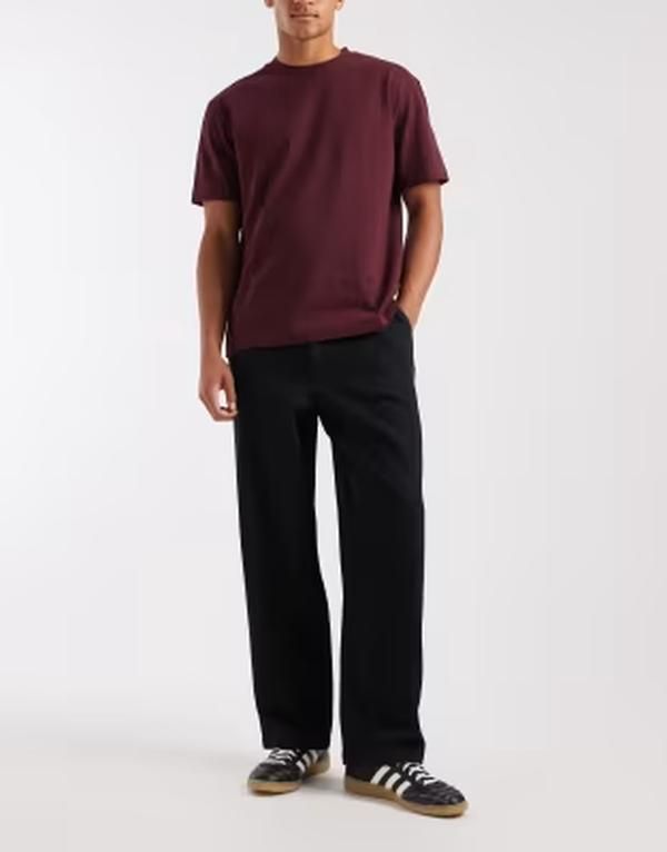 エイソス メンズ ボトムス デニムパンツ ジーンズ ASOS DESIGN loose straight jeans in dark wash blue herringbone Dark wash b