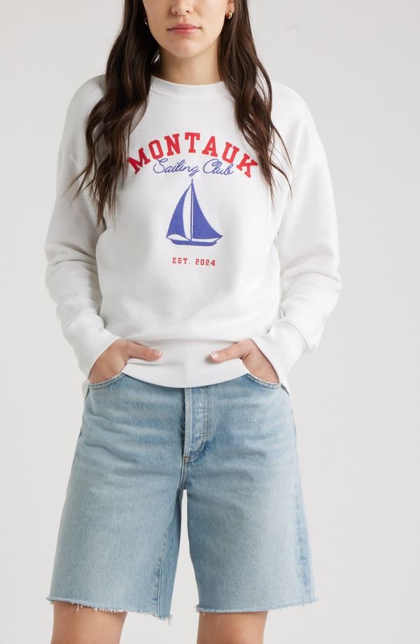 キャスロン レディース アウター パーカー・スウェット シャツ 刺繍 グラフィック Caslon Embroide red Montauk Sailingraphic Sweatshirt WHITE 9,110円