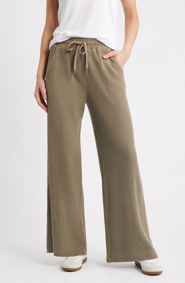 シティブルース レディース ボトムス レギンス パンツ ニット CITY BLUESide Stripe Waffle Knit Lounge Pants LIGHT OLIVE オリーブ