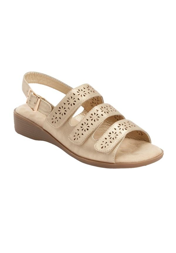 コンフォートビュー レディース シューズ ヒール サンダル スエード Comfortview The Sutton Suede Like Adjustable Sandal Women CHAMPAG