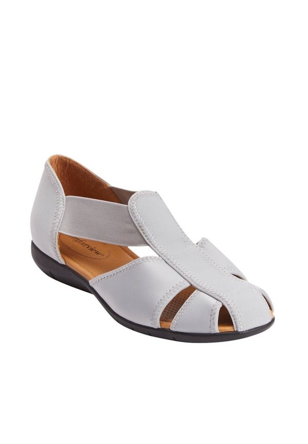 コンフォートビュー レディース シューズ パンプス Comfortview The Cheryl Stretch Neoprene Flat Women SILVER METALLIC シルバー