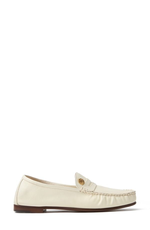 ヴェルサーチ レディース シューズ スニーカー レザー ローファー Versace Medusa Biggie Leather Penny Loafer Women OPTICAL WHITE GOL