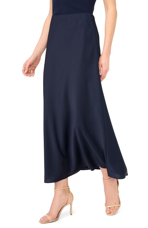 ハロゲン レディース ボトムスカート プチ マキシ Halogen Maxi Skirt Petite Regular BARITONE BLUE ブルー