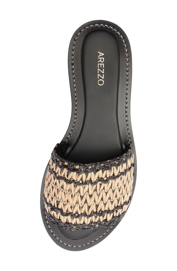 アレッツォ レディース シューズ サンダル Arezzo Liz Slide Sandal Women NATURAL BLACK ブラック