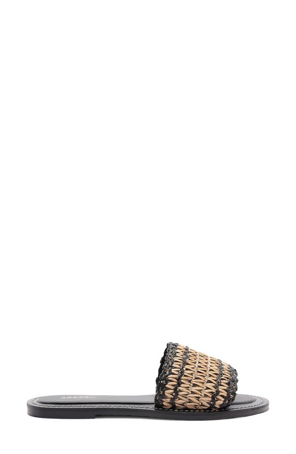 アレッツォ レディース シューズ サンダル Arezzo Liz Slide Sandal Women NATURAL BLACK ブラック