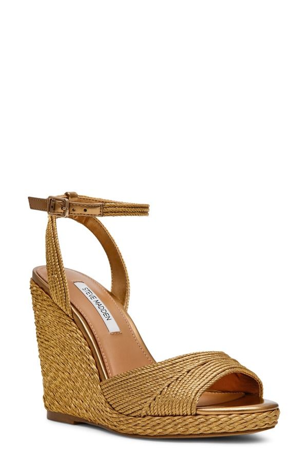 スティーブ マデン レディース シューズ ヒール サンダル アンクル Steve Madden Devin Ankle Strap Wedge Sandal Women BRONZE RAFFIA 26,134円