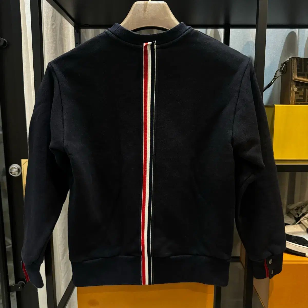 正規品 40 size トム・ブラウン 白 3本線 ストライプ スウェット ネイビー