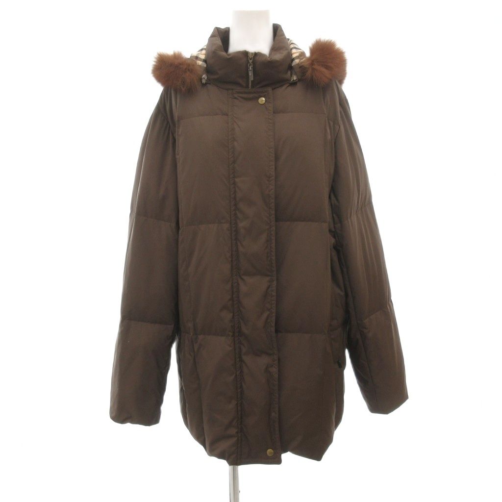 ダックス DAKS ダウンコート フォックスファー フード付き 毛皮 F 茶