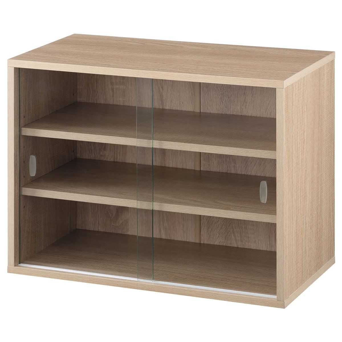 ぼん家具 食器棚 ミニ 卓上 キッチンキャビネット 幅60.2×奥行30.1×高さ45cm カップボード キッチン収納 ガラス扉 オークｍａ