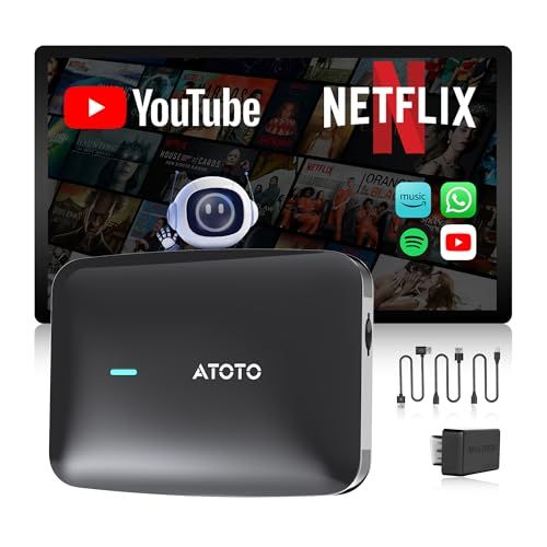 CarPlay AI Box ワイヤレス CarPlayボックス 車載マルチメディアアダプター iPhone＆Android Auto対応 プラグ＆プレイ Bluetooth対応 OTAアップデート対応 グロスブラックパネル CB4Bpms