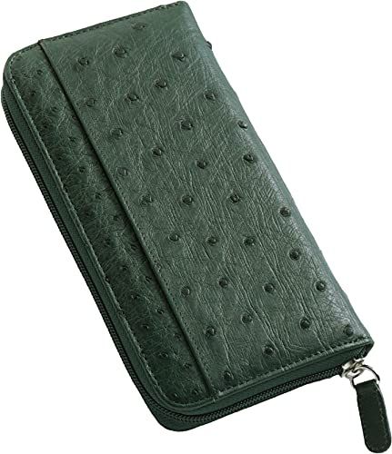 [三京商会] 財布 レディース メンズ オーストリッチ レザー 本革 ハーフポイント 長財布 ラウンドファスナー (Aタイプ, キプロス)pms