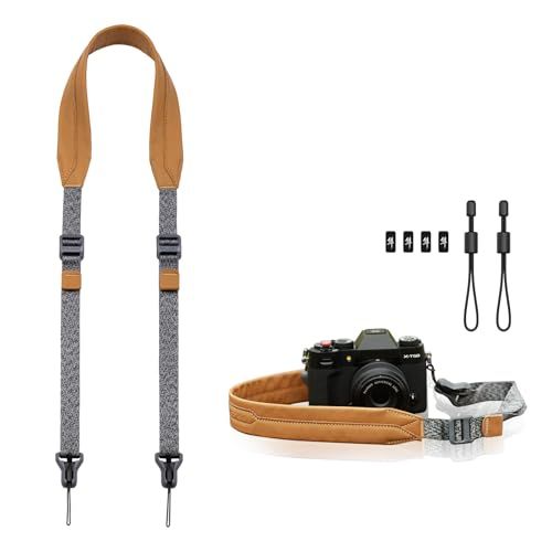 [ウランジ] Falcam カメラストラップ ショルダーストラップ Maglinkクイックバックル マグネット 950mm?1400mm 長さ調節可能 60KG耐荷重 速写ストラップ レザー?ナイロン ミラーレスカメラや一眼レフカメラなど用 24746144