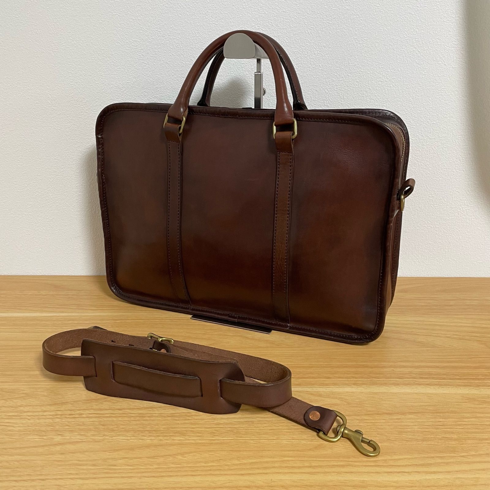 Good Condition Vasco Vasco Briefcase Business Bag Leather Genuine Leather 2 Way Shoulder Diagonal Hanging A4 Mens Brown Brown 18789