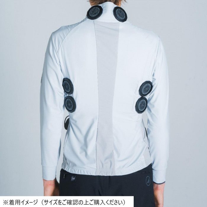 長袖で日差しを避けつつ衿元と背中の6か所を冷やすデバイス付き アイズフロンティア 長袖ジャケット 冷却ペルチェセット 01 シルバーグレー L ペルチェ6個セット・最大マイナス約25度の冷却 PS120