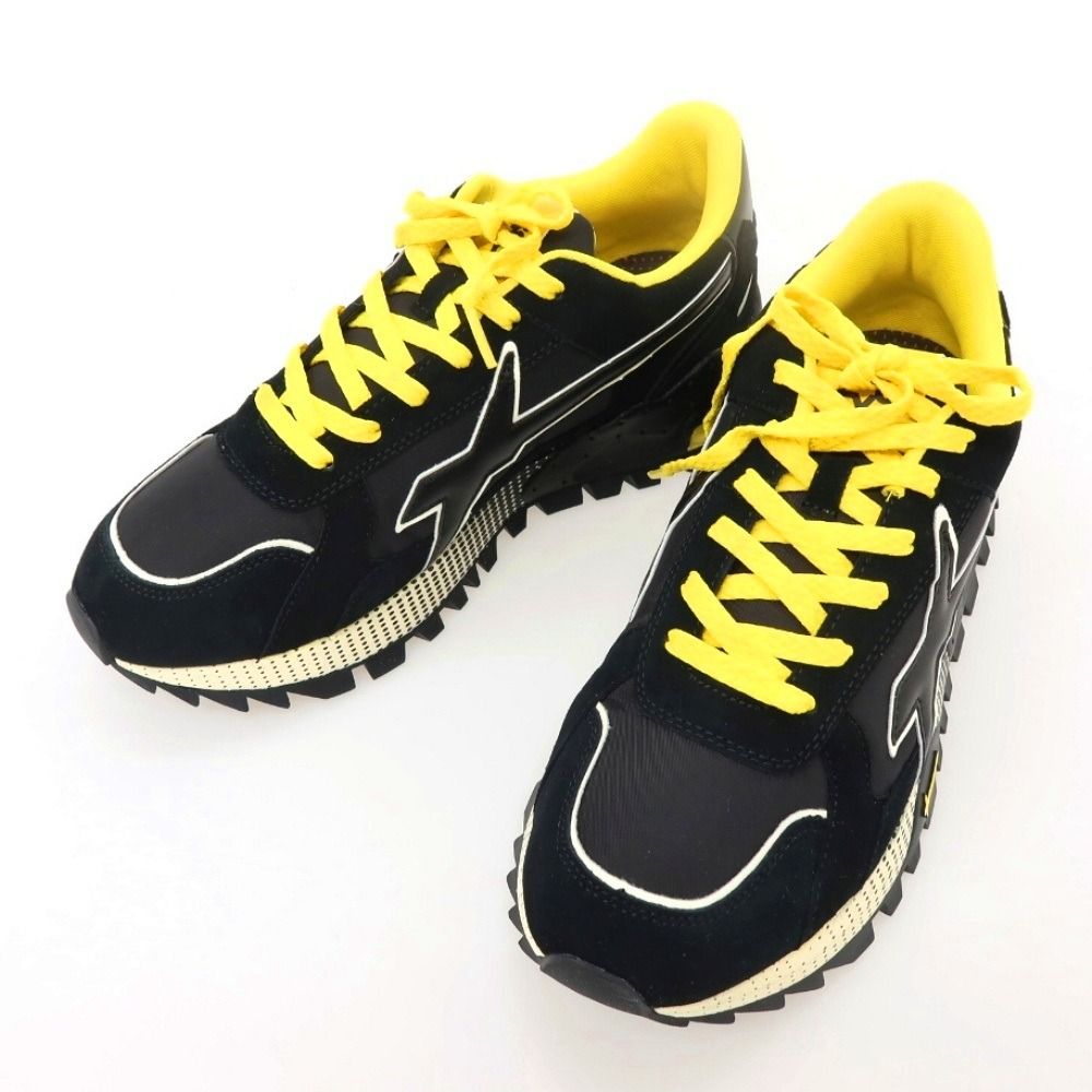 【新品】ウィズ（W6YZ） W6YZ BRM241-0A04 ナイロン スエード スニーカー ブラックxイエロー【サイズ44】【メンズ】 15,873円