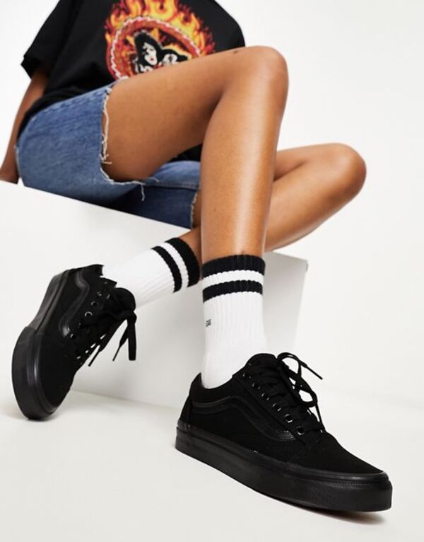 バンズ メンズ シューズ スニーカー トリプルブラック Vans Old Skool sneakers in triple Black ブラック