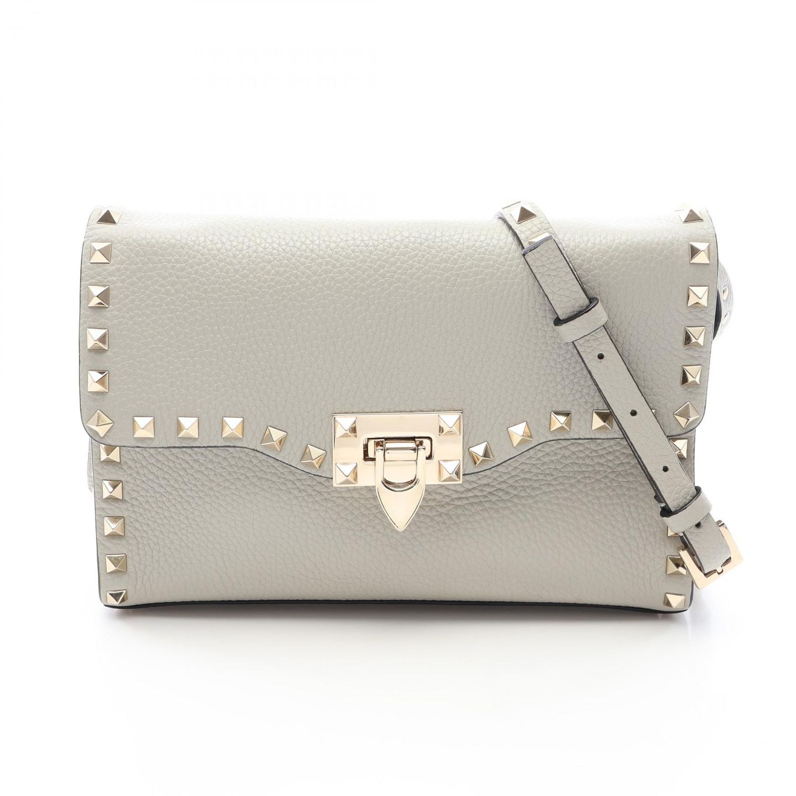 ヴァレンティノ・ガラヴァーニ Valentino Garavani ショルダーバッグ ロックスタッズ スモール 7W2B0181VSF ライトグレ- レザー ロックスタッズ スモール ショルダーバッグ