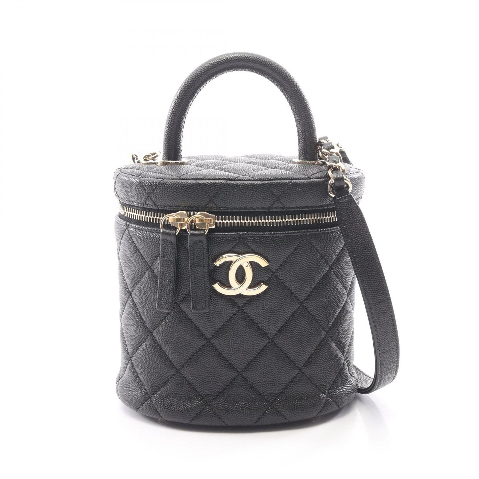 シャネル CHANEL ハンドバッグ マトラッセ 2WAY ブラック キャビアスキン(グレインドカーフ) マトラッセ バニティ 2wayチェーンショルダー レディース Used A