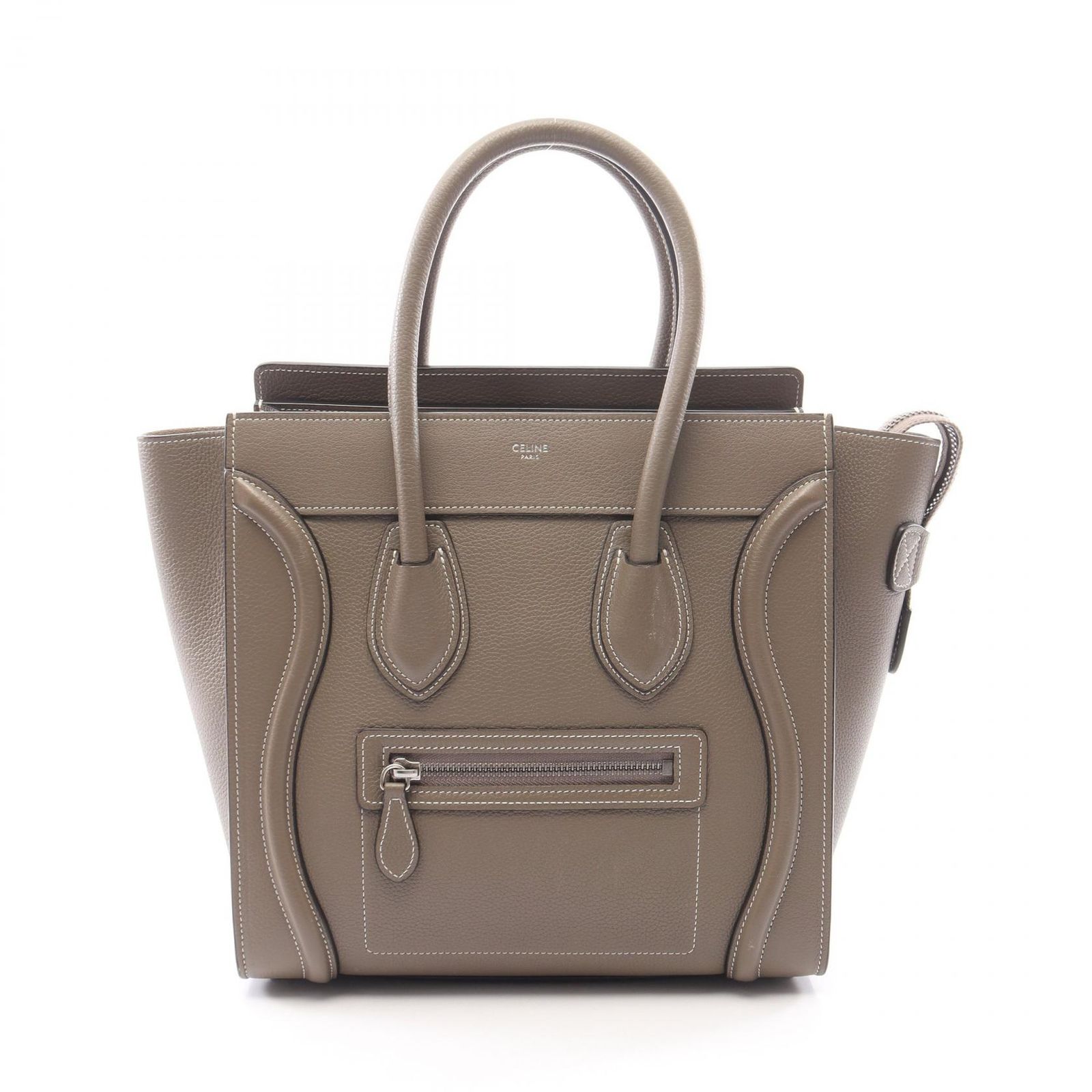 セリーヌ CELINE ハンドバッグ ラゲージ マイクロ ショッパー グレージュ レザー ラゲージ マイクロ ショッパー レディース Used A